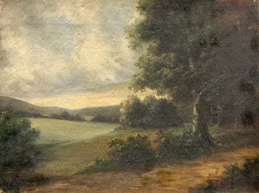 19th Century American Impressionist Landscape Oil Painting Signed With Monogramed