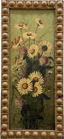 19th Century Still Life Of Flowers Signed Rand Oil Painting On Canvas