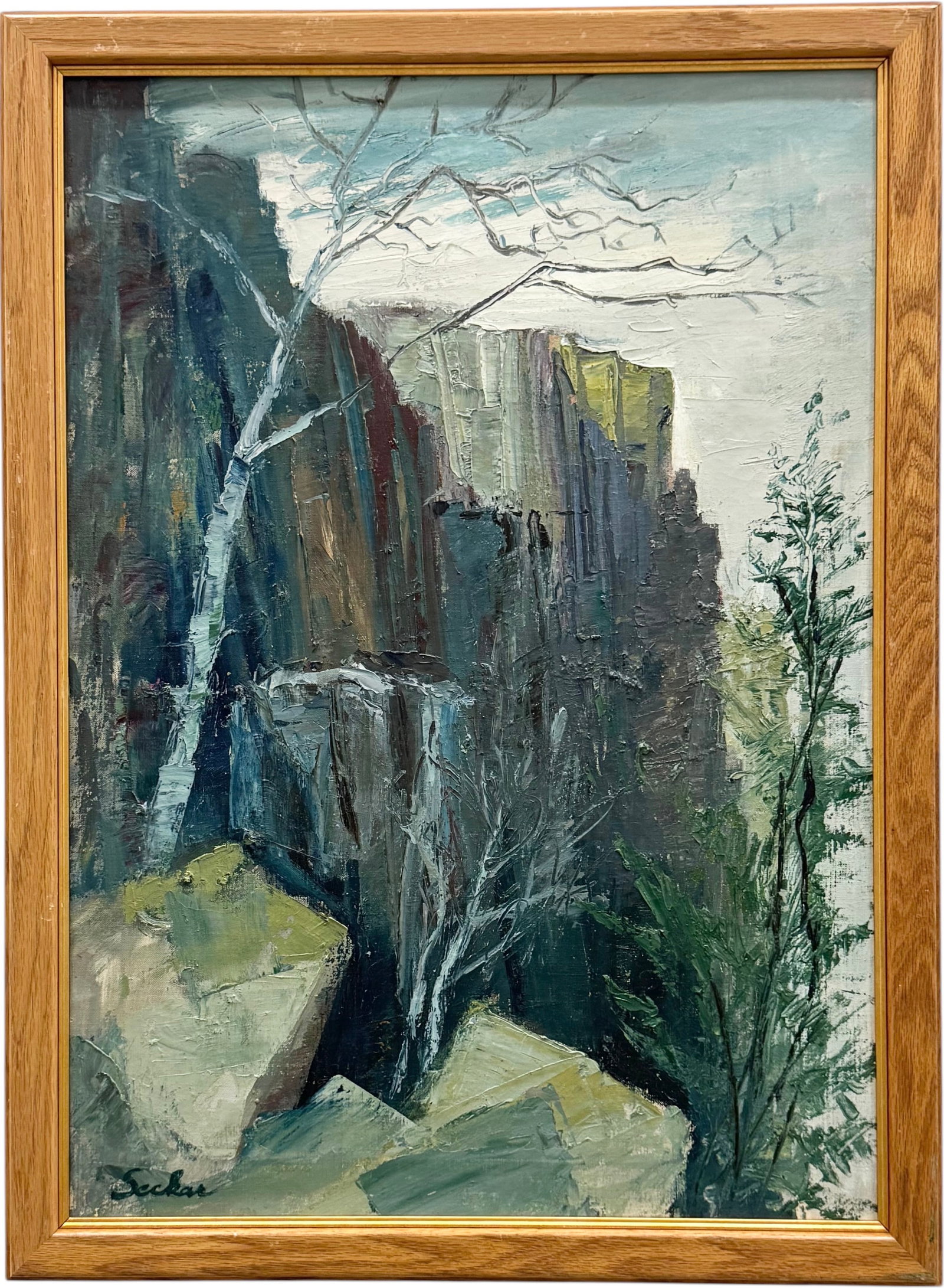 ALVENA VAJDA SECKAR (1915-2012, American) West Virginia Artist: Oil on canvas 28 x 20 in, 30.5 x 22.5 in (framed). Domestic Flat Shipping Price: $80. Alvena Vajda Seckar was born to Slovak immigrants in McMechen, West Virginia. Her father was a coal-miner, and the