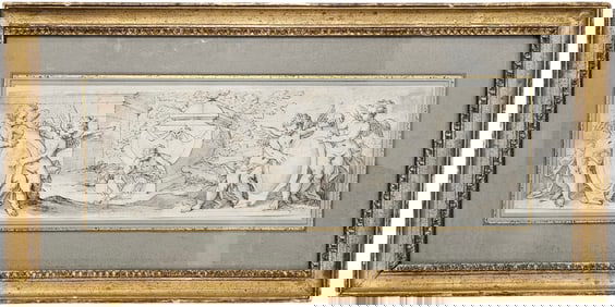Old Master Italian School Watercolor With Cherubs