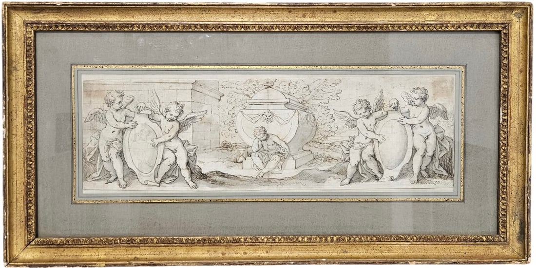 Old Master Italian School Watercolor With Cherubs (1 of 1)