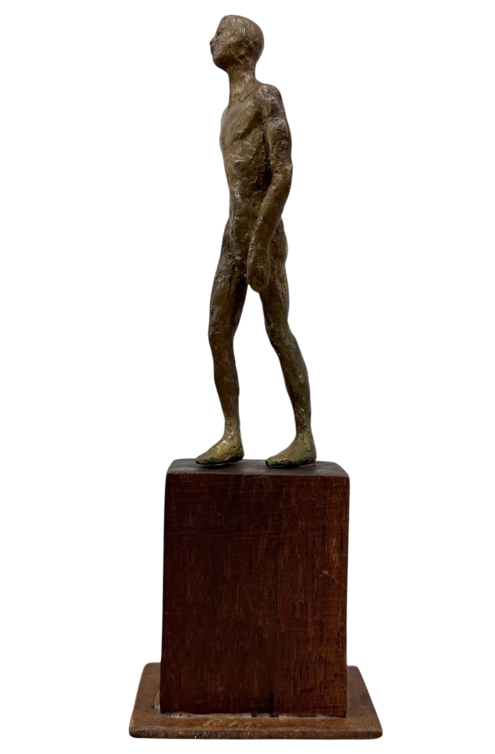 Modernist Male Nude Bronze Sculpture: Size 7.5 x 2.5 x 2in. Domestic Flat Shipping Price: $45
