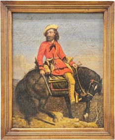 Circa Late 19th Century American Western Frontier Fur Trapper Oil Painting