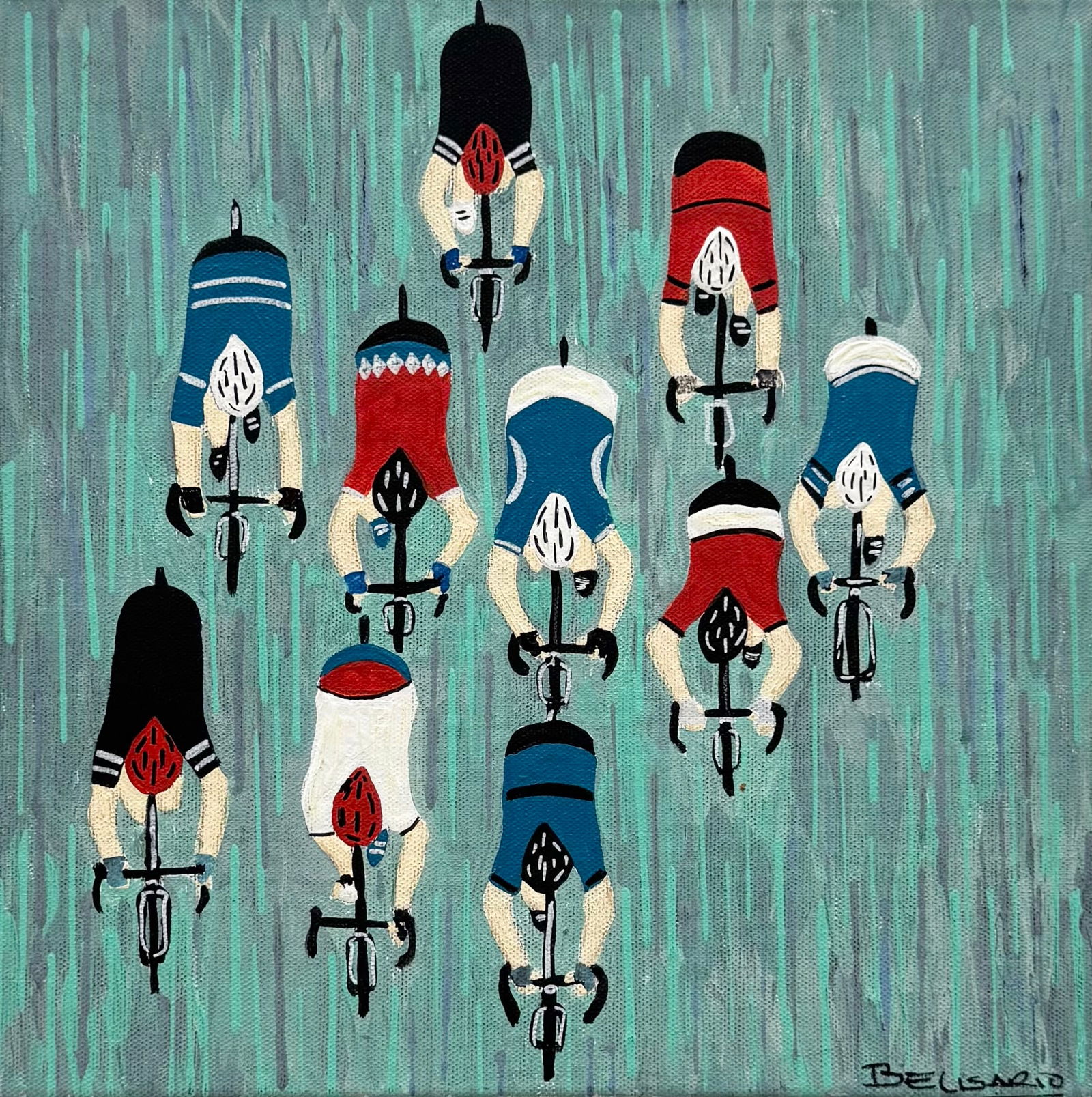 BELISARIO MANRIQUE (20th c, Peruvian) Cyclists (1 of 3)
