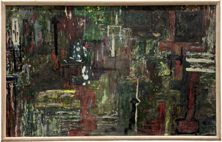 Mid-Century American School Abstract Expressionism Unsigned Oil On Board