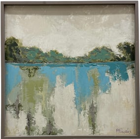 Contemporary American Abstract Landscape Mixed Media Print Signed McReynolds