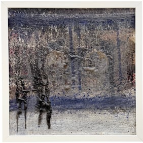 Nicely Framed American Modern Abstract Expressionist Mixed Media Signed Illegibly