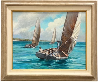 JERRY ROSE (20th c, American) Out Island Regatta Bahamas, Maine Artist