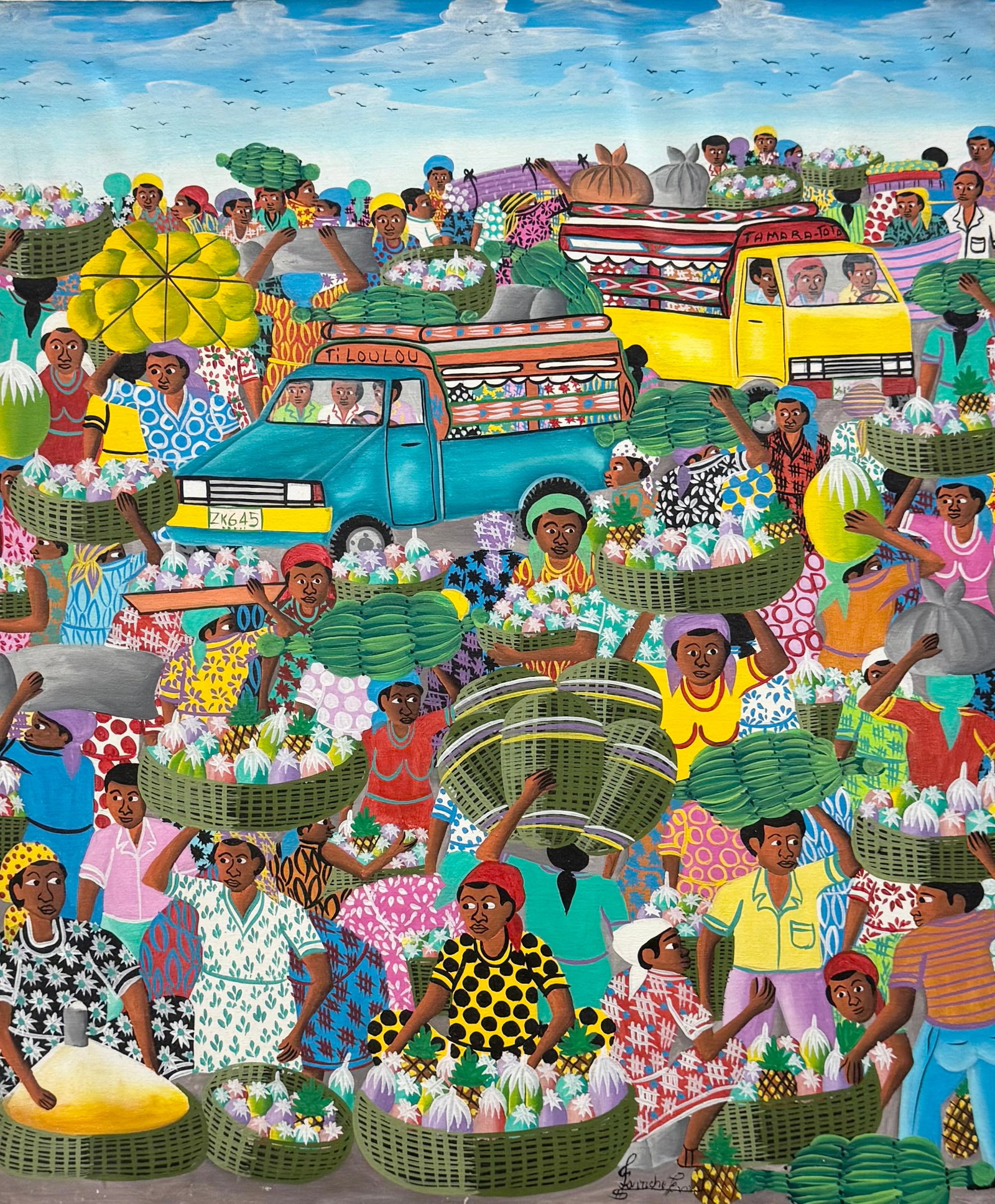 EDGARD LAVACHE (20th c, Haitian): Oil on canvas 20 x 24 in. Domestic Flat Shipping Price: $65