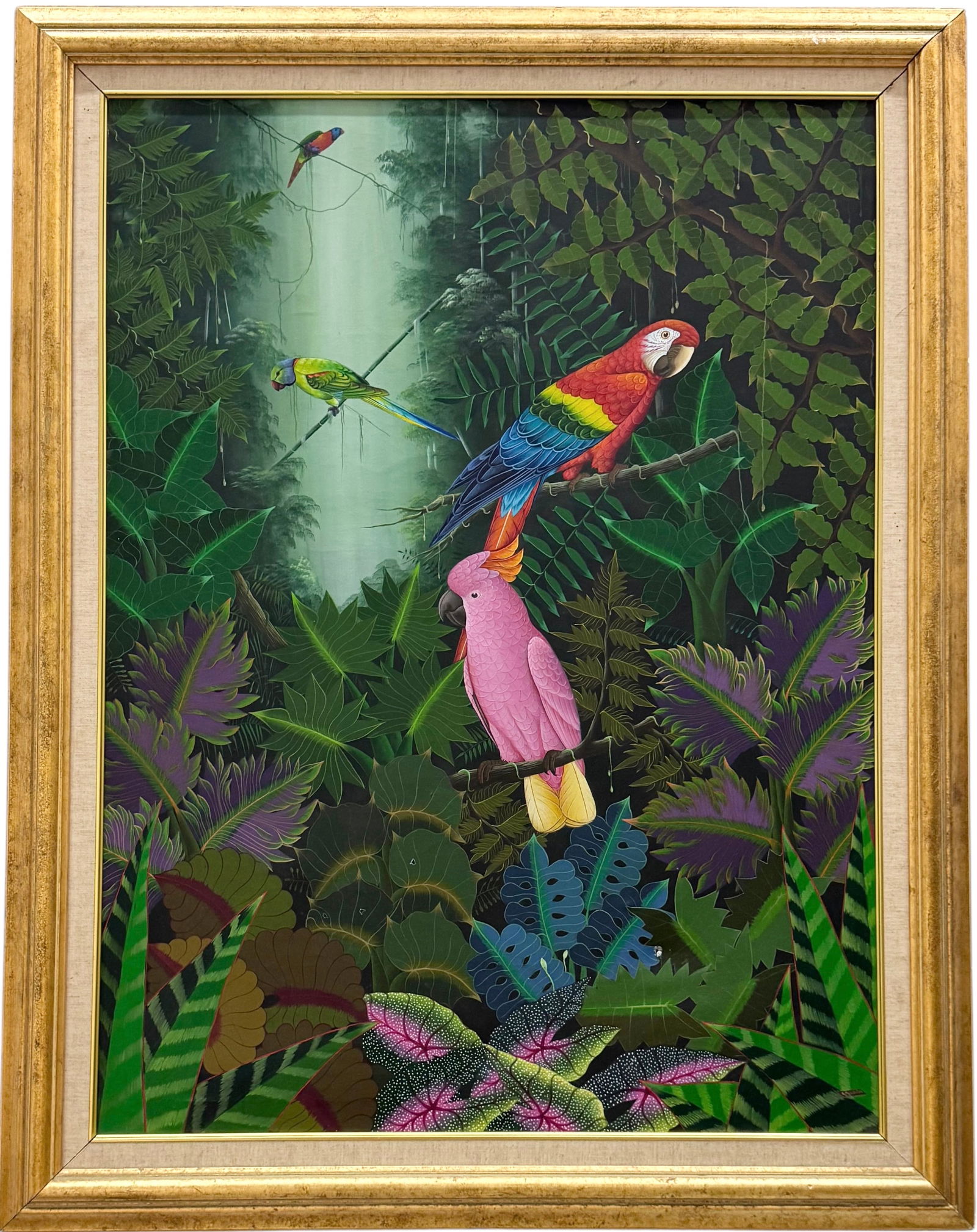 JACQUES GESLIN (b. 1954, Haitian) Birds In Jungle, Nicely Framed (1 of 3)