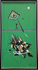 Mid-Century Modern Abstract Signed Oil Painting "Be Not Alone"