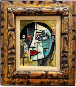 Nicely Framed Mexican School Abstract Signed Oil Painting