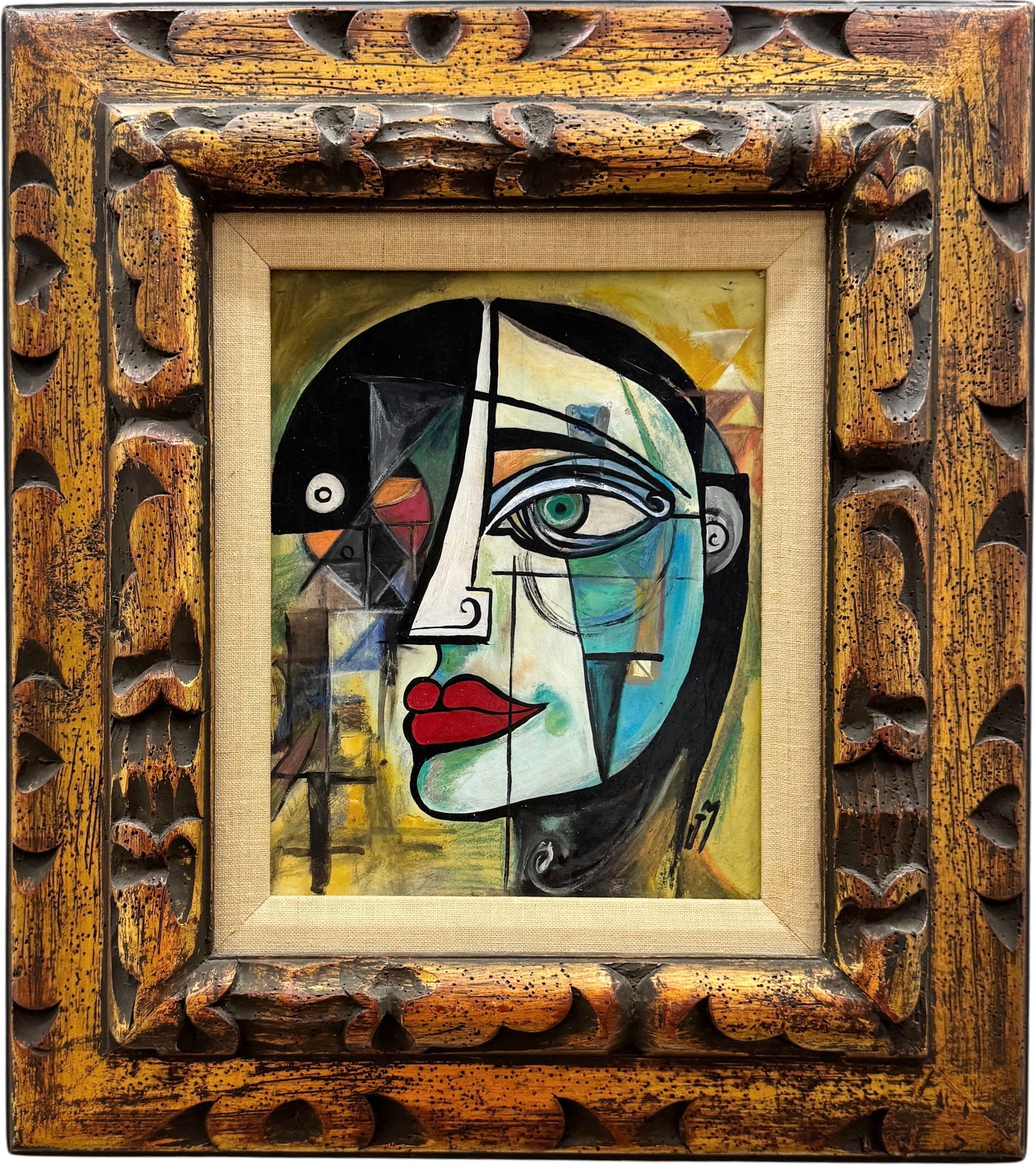 Nicely Framed Mexican School Abstract Signed Oil Painting (1 of 3)