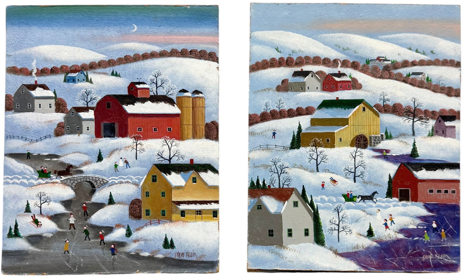 STEVE KLEIN (b. 1965) Pair Of Snowy Townscapes (1 of 5)