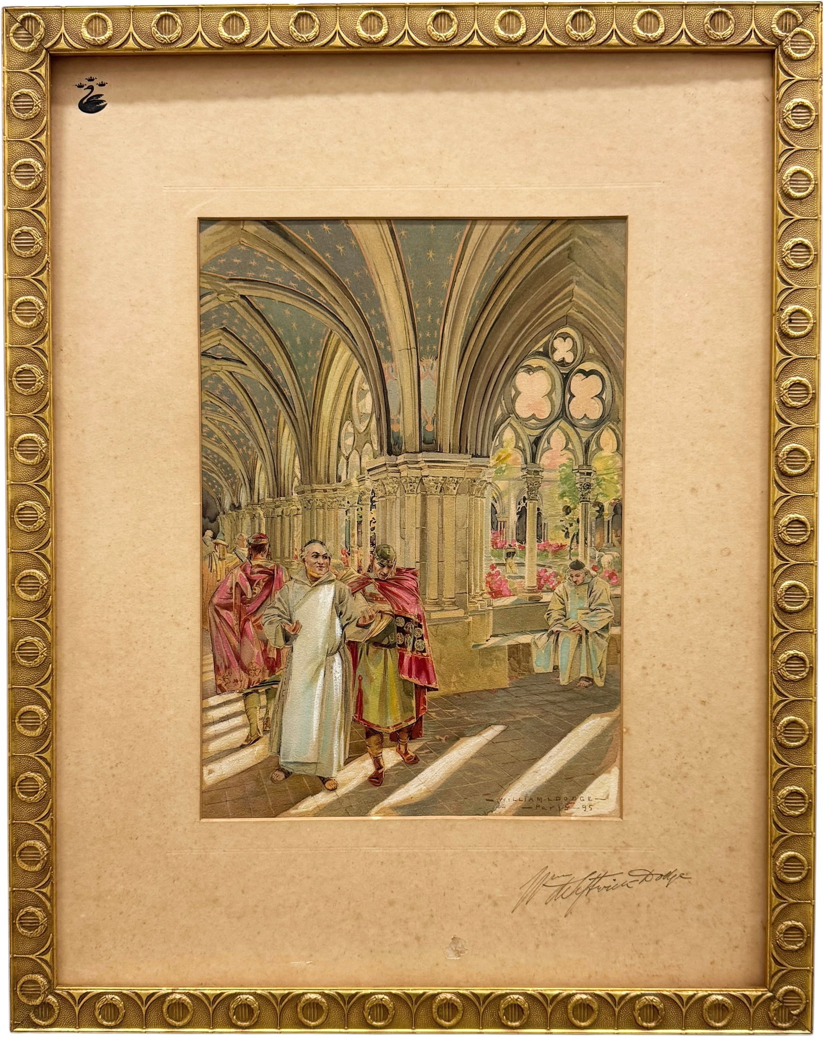 WILLIAM DE LEFTWICH DODGE (1867-1935, American) Watercolor, Paris 1895: Watercolor 14 x 9 3/4 in (sight), 23 1/2 x 18 1/2 in (framed). Domestic Flat Shipping Price: $80
