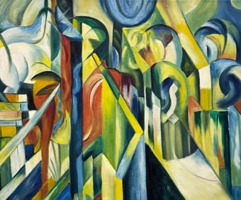 Abstract Expressionist Painting Tribute To Franz Marc Oil On Canvas