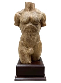 Male Nude Wood Sculpture