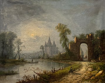 AIME PERRET (1847-1927, French) Castle Landscape