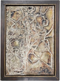 American School Mid-Century Thick Impasto Signed Oil Painting On Board