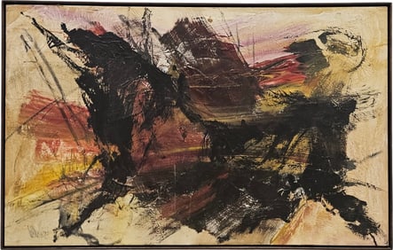 Large 1960's Mid-Century American School Abstract Expressionist Signed Oil Painting