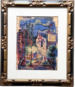 DANIEL CZUBAK (20th c, American) Michigan Ave, Chicago Mid-Century Watercolor