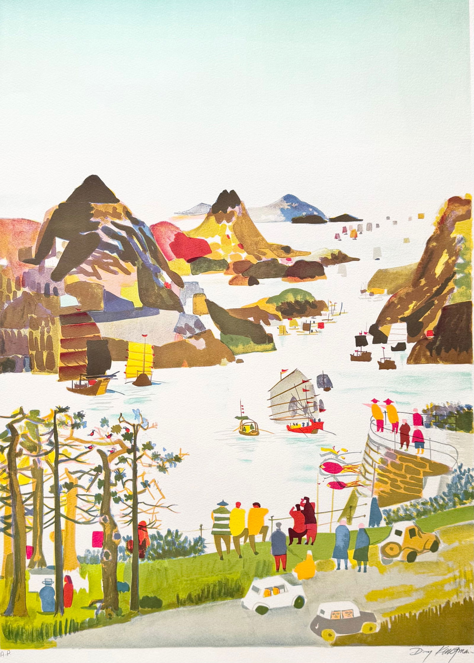 DONG KINGMAN Pencil Signed AP Lithographed: 29 1/2 x 21 1/2 in (paper). Domestic Flat Shipping Price: $45