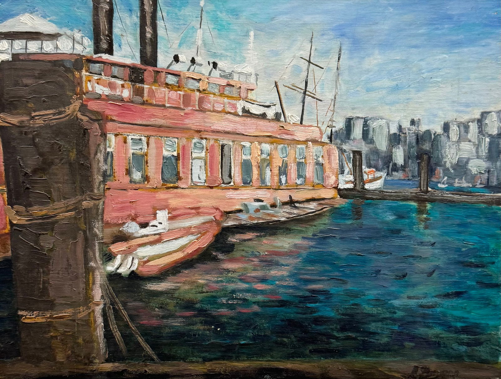 SUZANNE GROPER (20th c, American) Impressionist Harbor Scene (1 of 3)