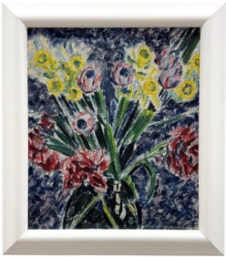 HUBERT VAN HILLE (1903-1983, Dutch) 1930's Floral Oil Painting