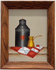 Vintage American Still Life Signed Oil Painting On Canvas