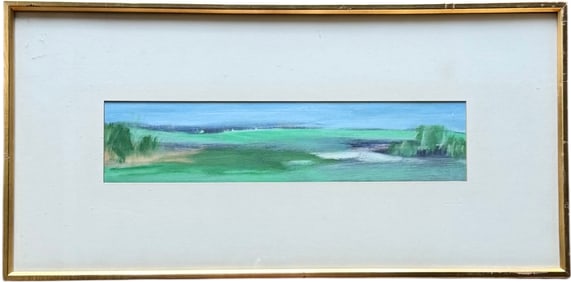 Nicely Framed impressionist Golf Course Landscape Unsigned Oil Painting