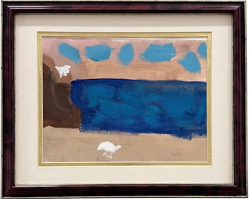 Contemporary Abstract With Birds Unsigned Acrylic Painting