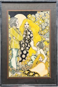 "Morning Sun" 1970's Hippy Fantasy Style Watercolor
