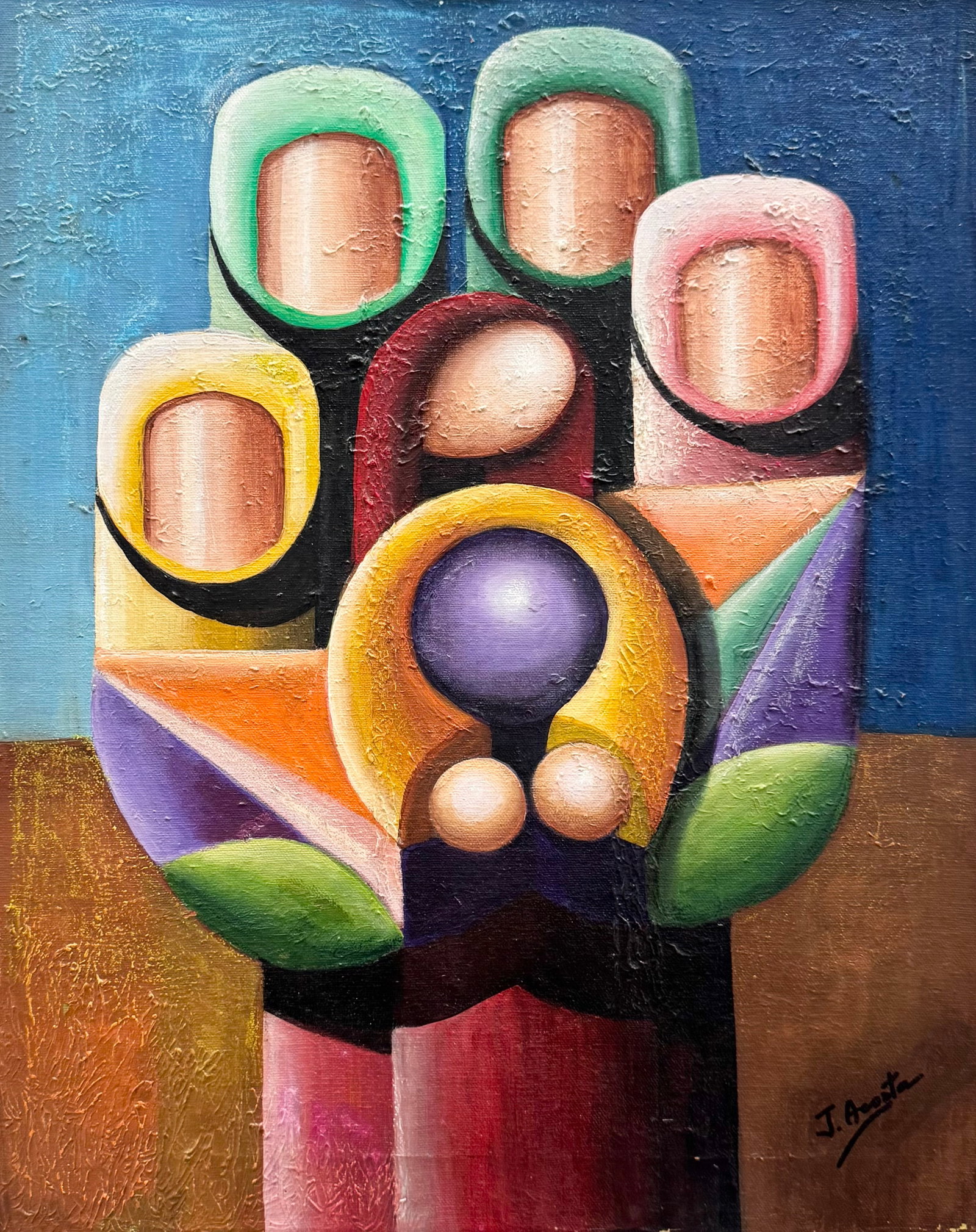 Latin American Modernist Surrealist Signed Oil Painting On Canvas: Oil on canvas 20 x 16 in. Domestic Flat Shipping Price: $55