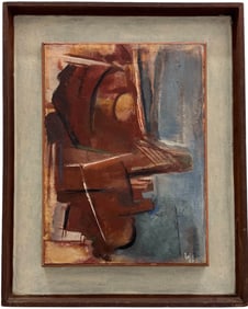 Mid-Century Figurative Abstract Portrait Signed Feist 1969