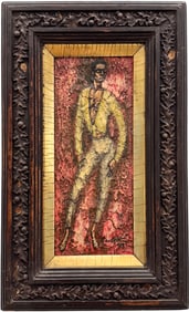 1940's Modernist Figural Portrait Of A Man Signed & Dated