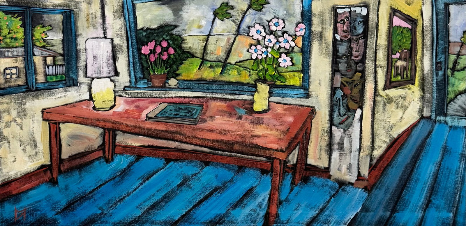 DOUGLAS TRUTH (20th, American) Large Still Life Painting: Oil on canvas 48 x 24 in. Domestic Flat Shipping Price: $120