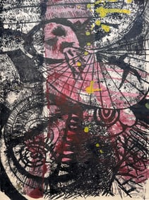 Vintage Abstract Expressionist Mixed Media Painting Signed By Artist