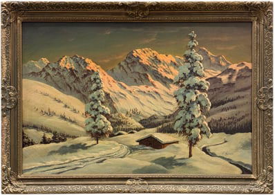 FRANCES RAYNER (20th c, German) Snowy Mountain Landscape