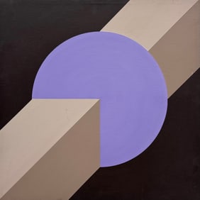 1970's American Geometric Abstract Oil On Canvas Signed & Dated Verso