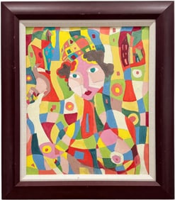 Vintage Figural Abstract With Jewish Figure Unsigned Painting