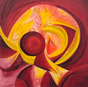 Barbara Beretich (20th c, American) Abstract Oil Painting "Dante's Inferno"