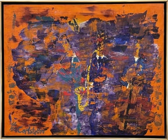 MId-Century Modern Swedish School Abstract Painting HG CARLSTROM 1966