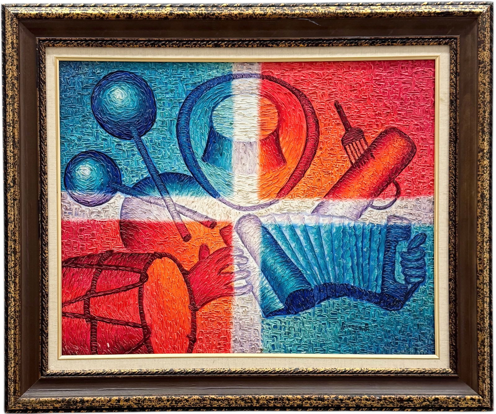 Dominican Contemporary Abstract Signed Oil Painting On Canvas (1 of 4)