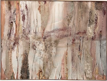 Large American Abstract Expressionist Signed Oil Painting & Collage