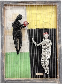 Mid-Century American Modernist Mixed Media Assemblage With Figures