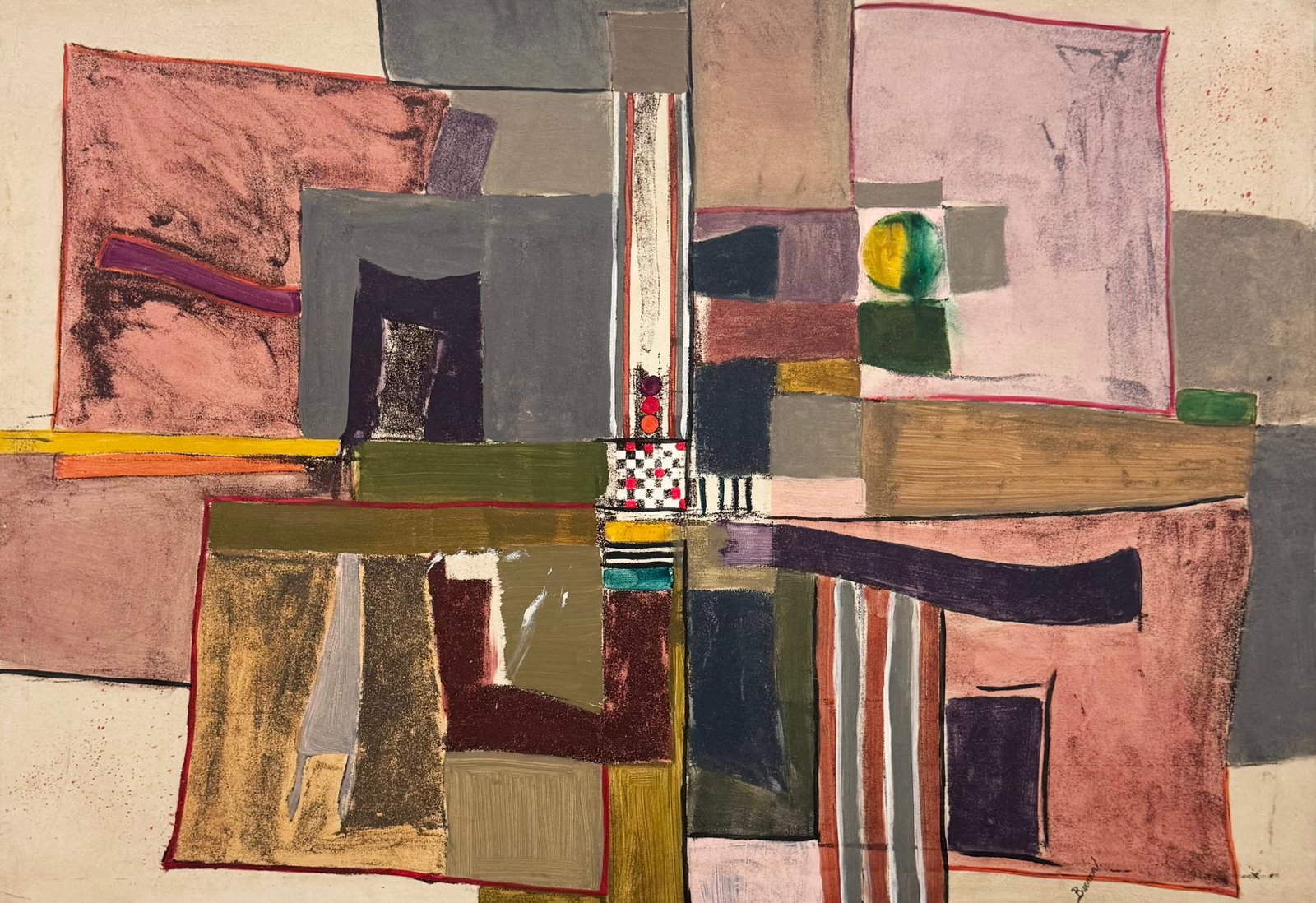 Monumental American Abstract Oil Painting On Canvas Signed Burman 60" x 42": Oil on canvas 60 x 42 in. Domestic Flat Shipping Price: $380