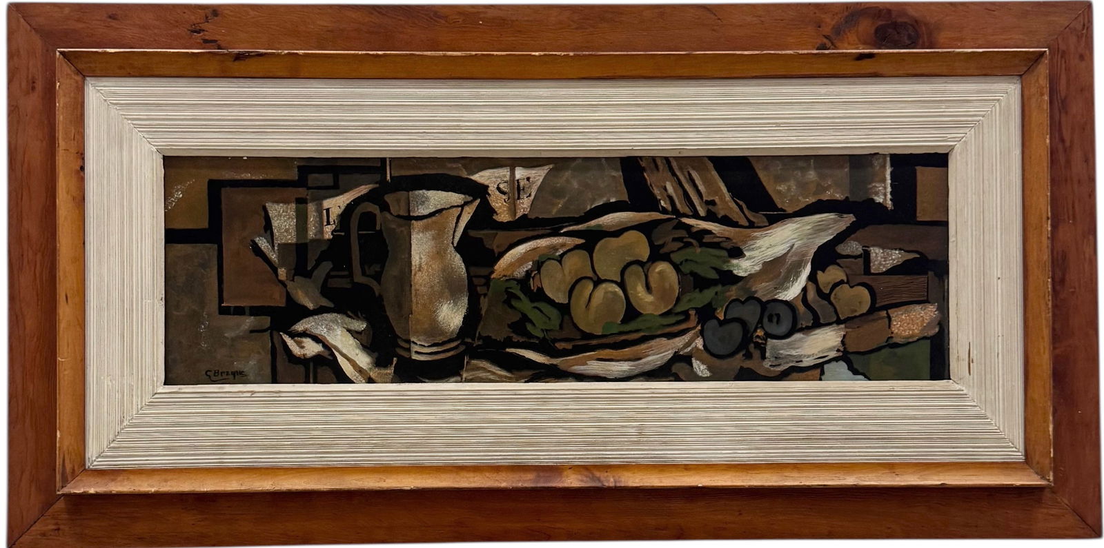GEORGES BRAQUE Vintage Serigraph "The Blue Plums ": 31 1/2 x 9 in (image), 44 x 22 in (framed). Domestic Flat Shipping Price: $120