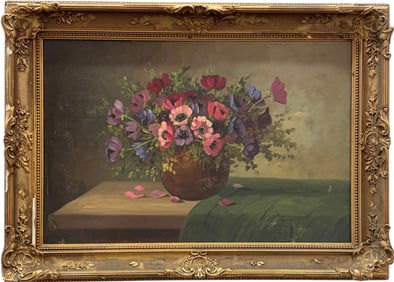19th Century Belgian Still Life Of Flowers Signed Gevaert