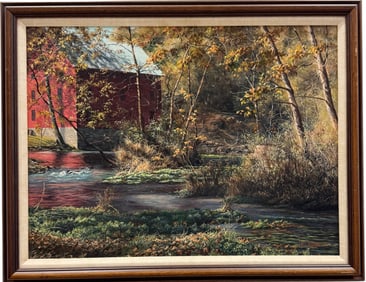 Alley Spring & Mill, Shannon County, Missouri Signed Oil Painting