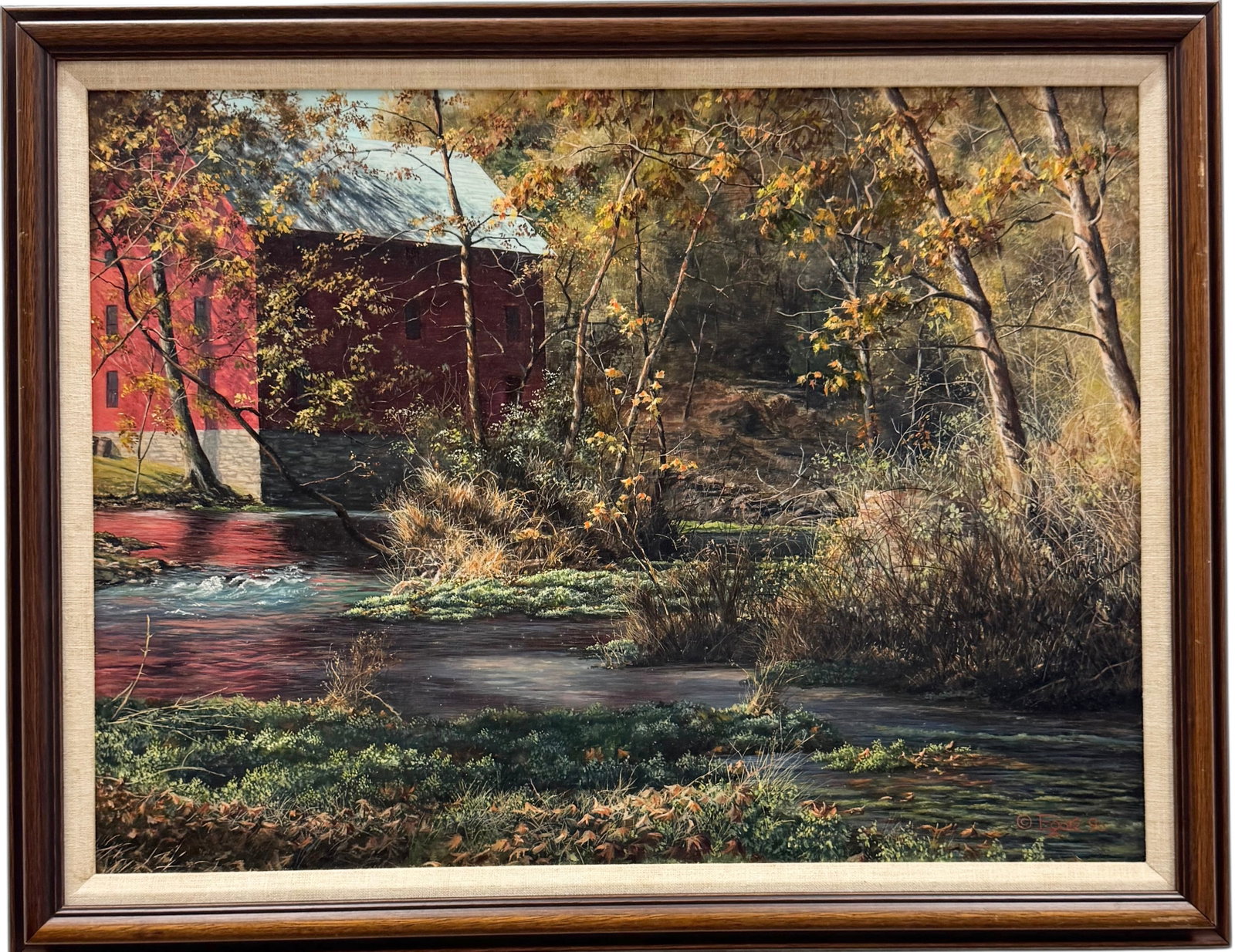 Alley Spring & Mill, Shannon County, Missouri Signed Oil Painting: Oil on board 27 1/2 x 21 1/2 in (framed). Domestic Flat Shipping Price: $80